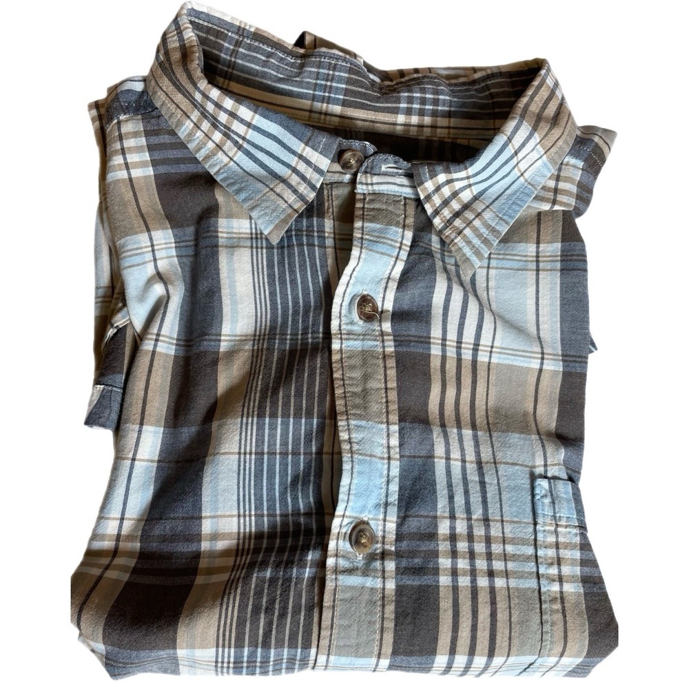 Mountain Khakis Mens Shirt XLarge Blue Plaid Short Sleeve Button Up Jackson Hole
